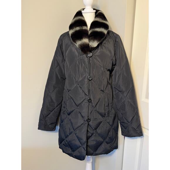 Belle Fare Kleve Puffer Coat Rabbit Fur Goose Down Stadium Coat Size S - Picture 2 of 13